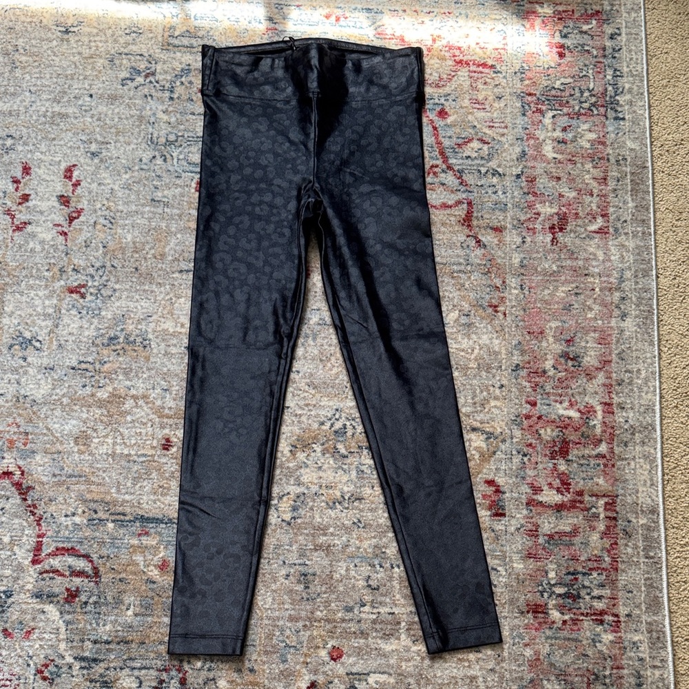 Koral Midnight Black patterned leopard shine Legg… - image 8